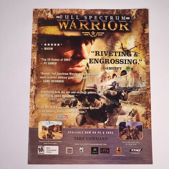 Full Spectrum Warrior "Take Control" Vintage X-Box Print Ad 2004 Maxim 8.5" x11" - Picture 1 of 5